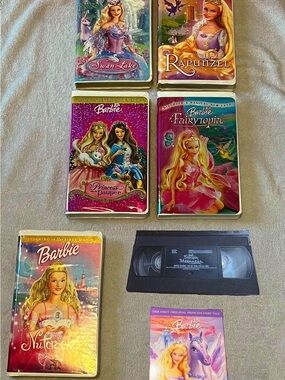 Vintage Barbie VHS Lot Of 7 PO Fairytopia Mermaidia The Pauper Swan Lake